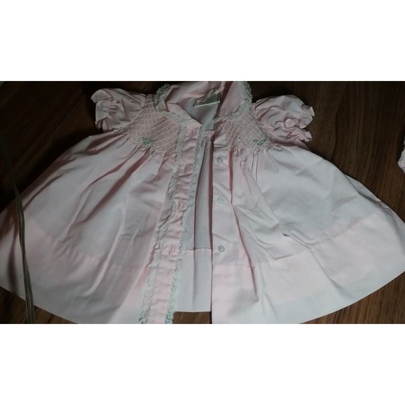 Vtg A Little Angel Baby Girl Pink Dress Smocked Buttoned Front Wide Hem 3-6 Mo - Picture 6 of 11